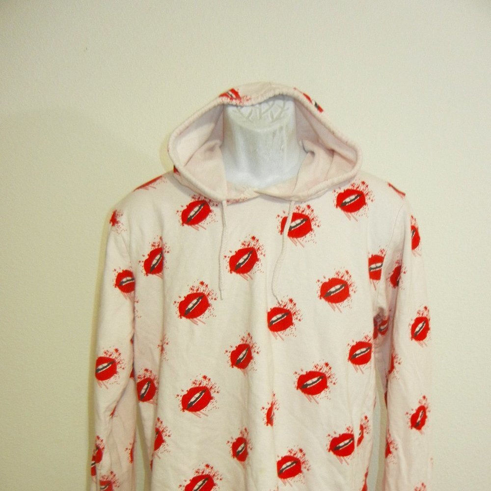 On Fire Dripping Red Lips Lightweight Hoodie Women's‎ Size XL Bleeding Kiss